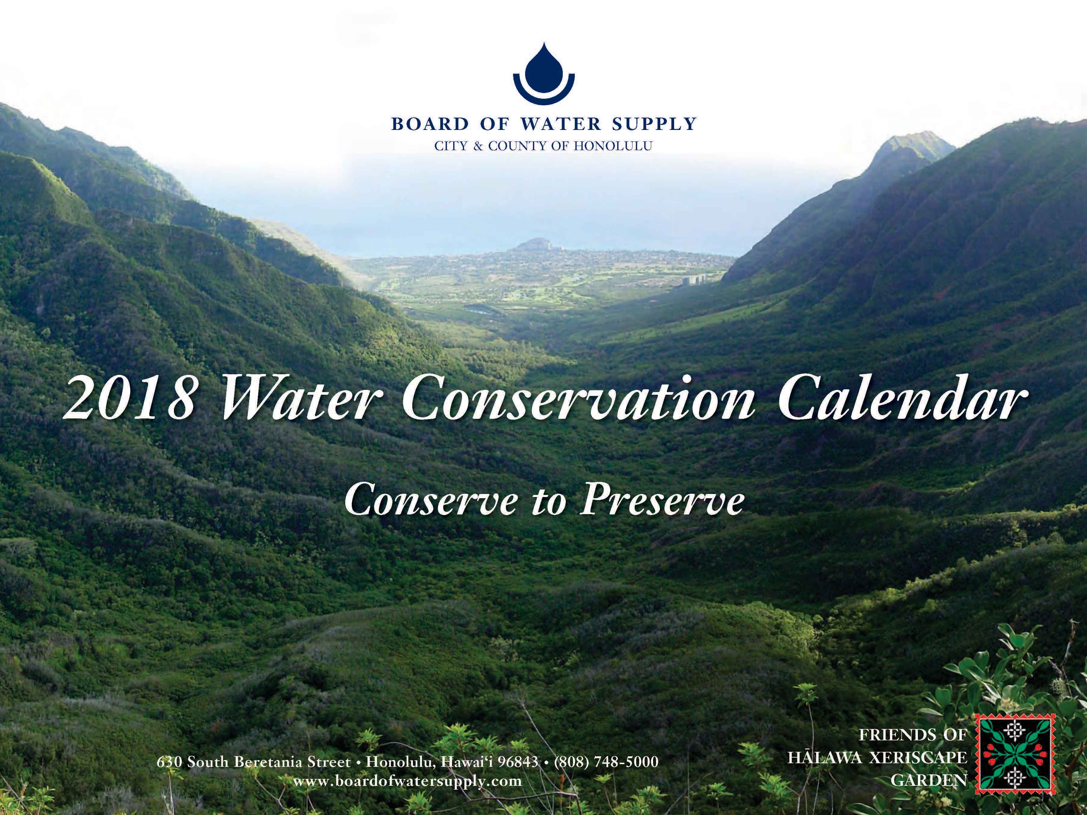 Conservation Calendar Board of Water Supply