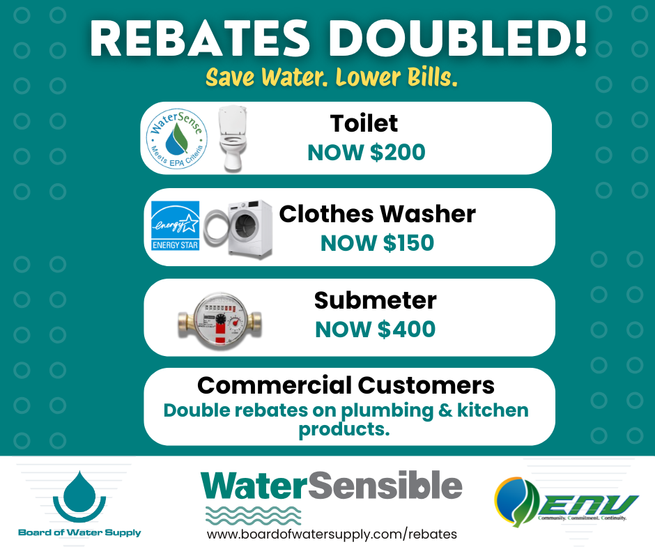 Rebates Doubled. Save Water. Lower Bills.