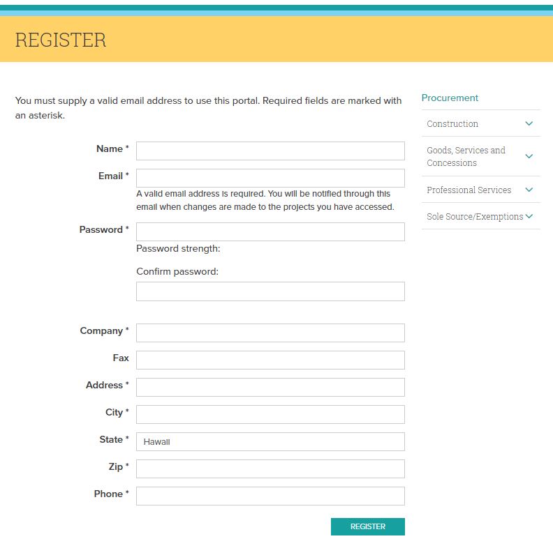 procurement register page