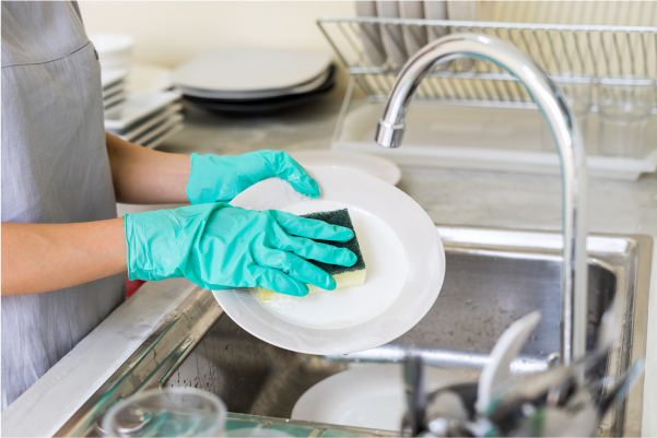 washing dishes