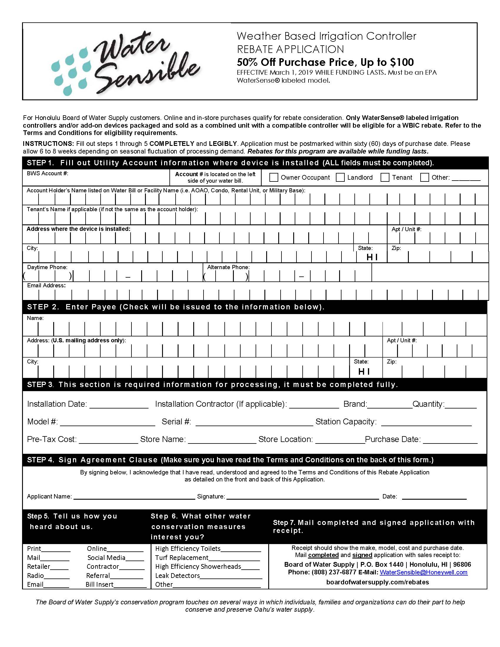 Rebate Form For Sprinkler Controller