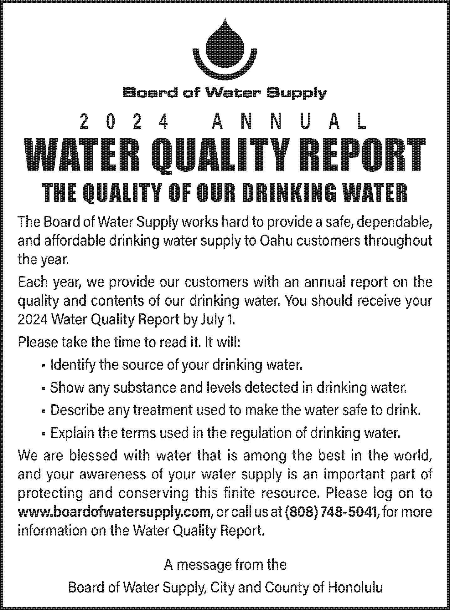 water quality report 2024 consumer confidence report