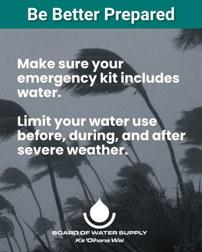 Be Better Prepared | Make Sure Your Emergency Kit Includes Water | Limit Your Water Use Before, During and After Severe Weather
