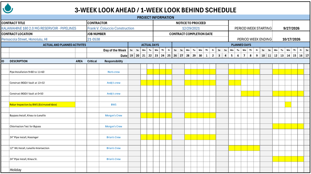 3 Week Schedule 09.27.26 10.17.26