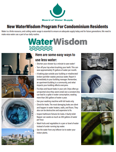 Water Wisdom flyer for residents