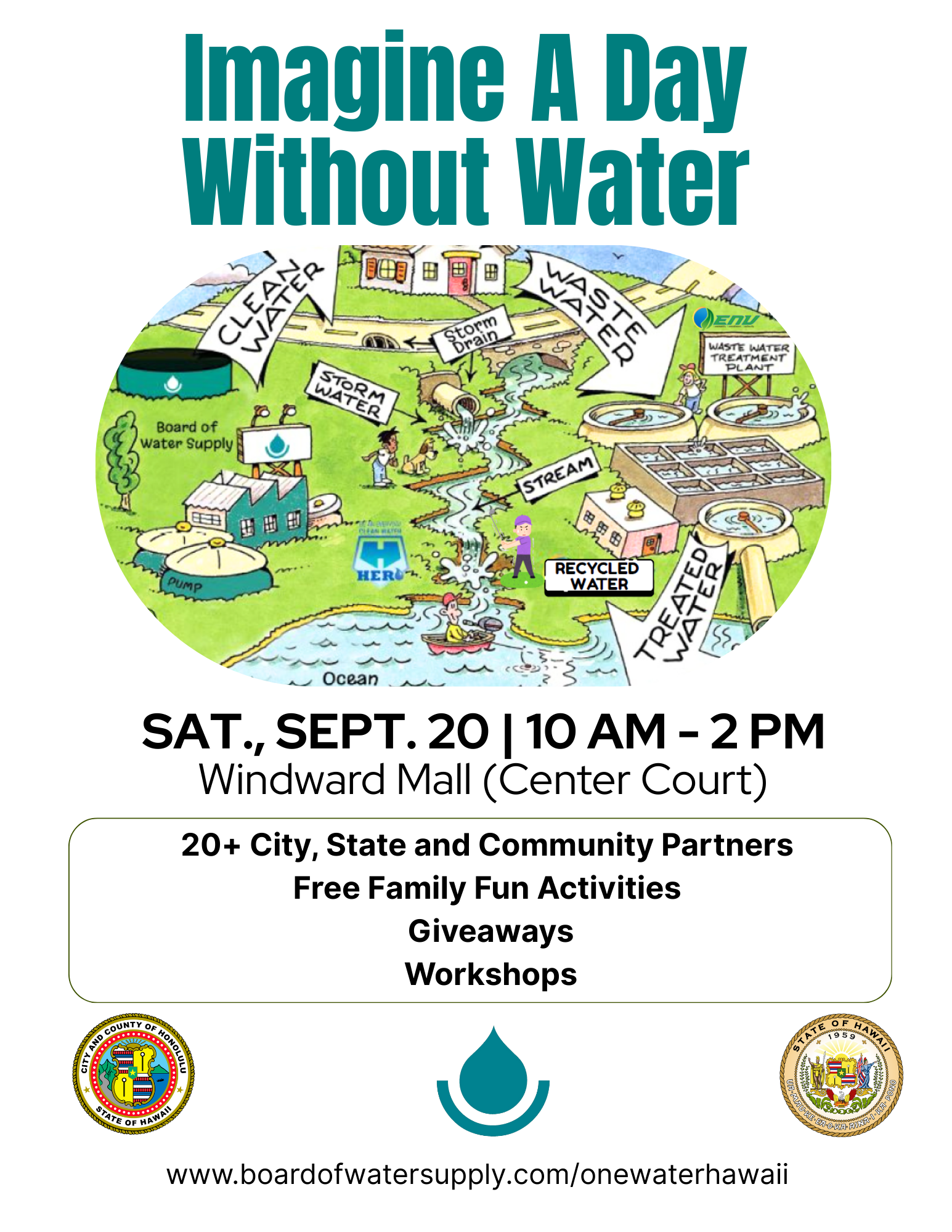 imagine a day without water event flyer for windward mall