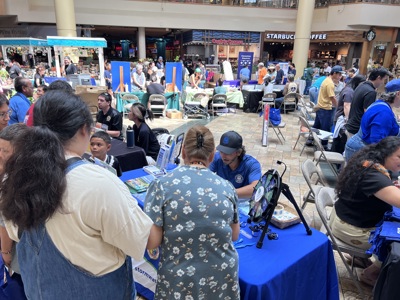 Crowds gather at Windward Mall at Imagine A Day Without Water in 2025 to learn more about water conservation.