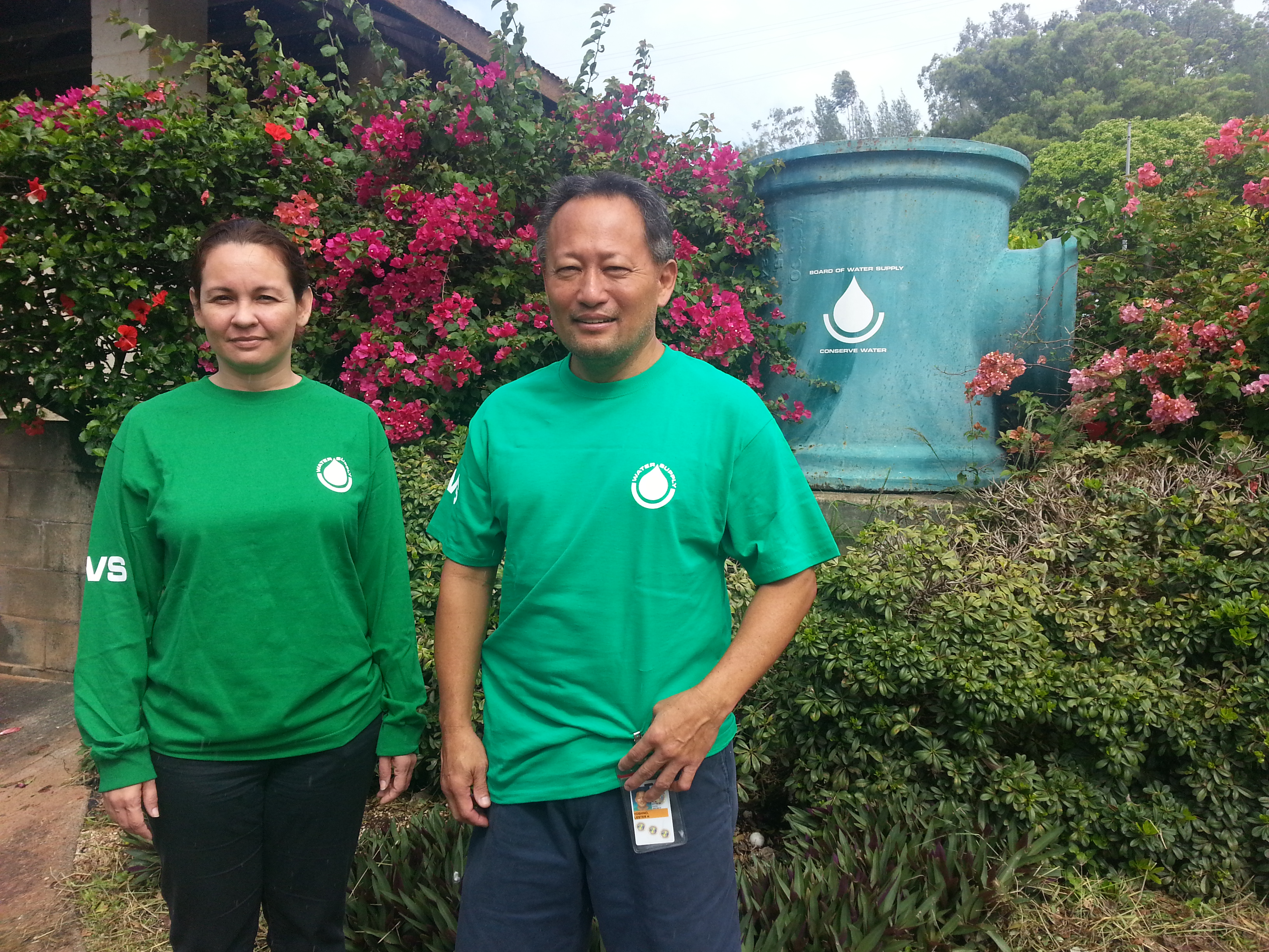 front of bws shirt with water drop on the upper left chest