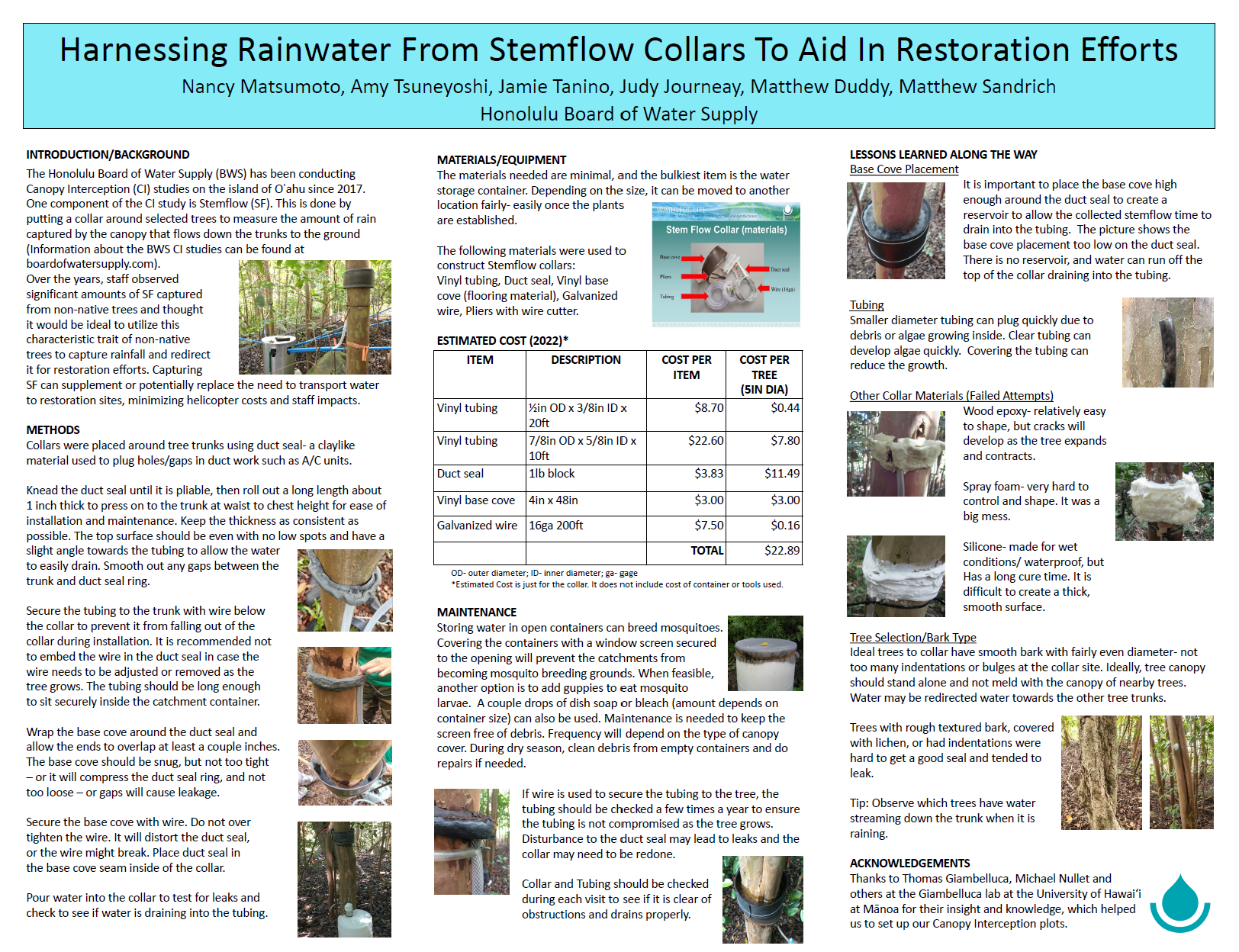 harnessing rainwater from stemflow collars