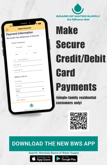 BWS Mobile App - Make Secure Credit Card Payments - Available for Apple and Android Devices